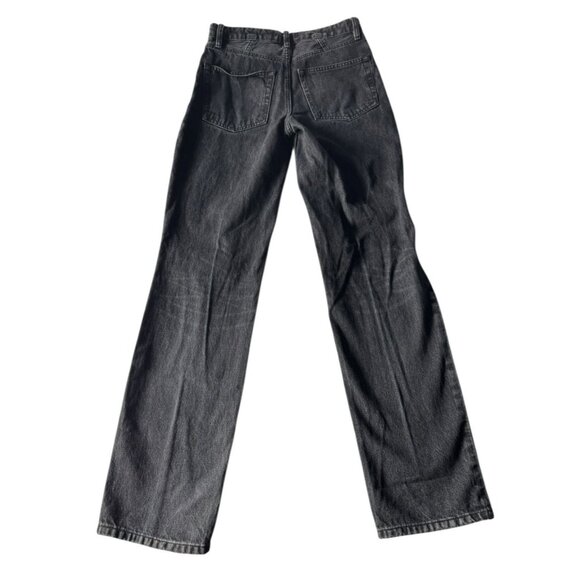 We the Free People Women's Sz 26 Black Button Fly Straight Leg Distressed Jeans - Picture 2 of 10
